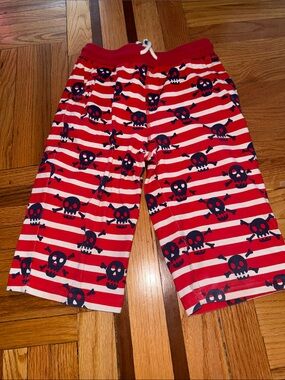 Mini Boden Red & White Striped Baggies Shorts with Navy Skull Print size 10Y